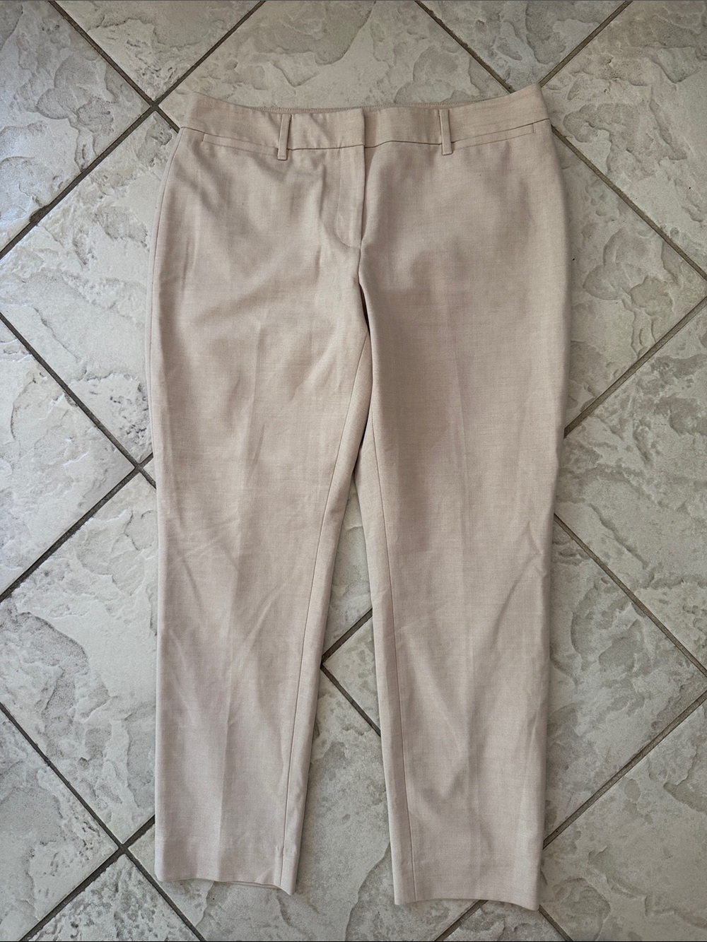 White House Black Market Blush-Taupe Straight Dress Pants